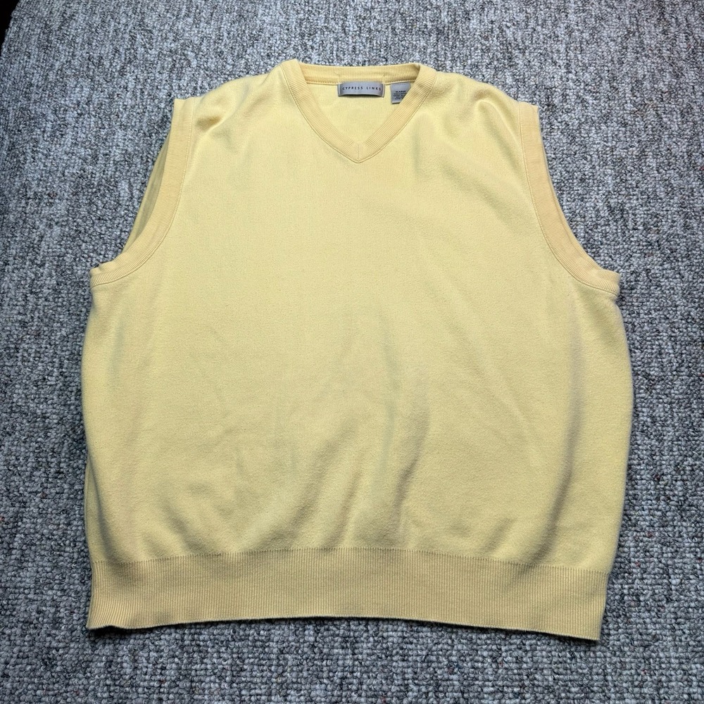 Vintage Cypress Links Sweater Vest Mens XL Golf Yellow Made In USA